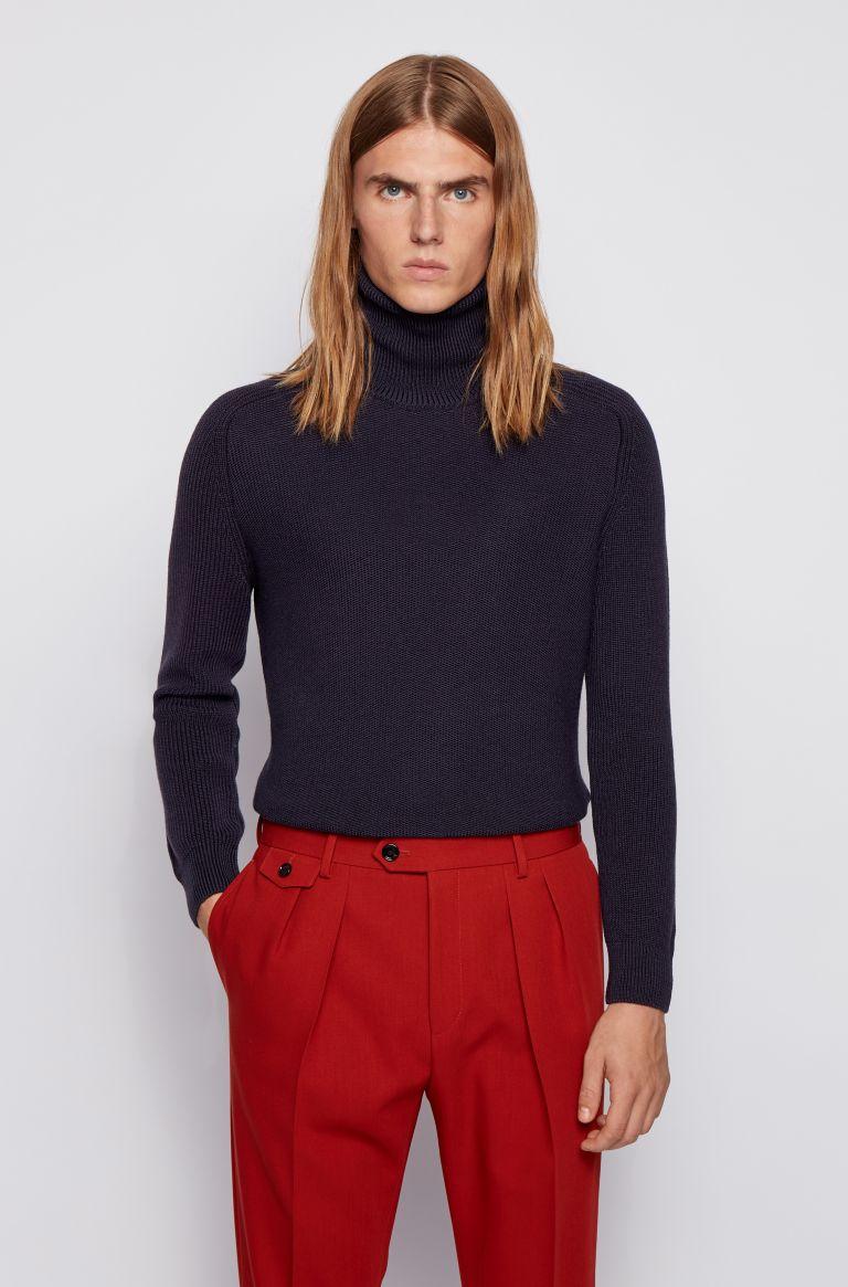 BOSS coltrui-75% wol, 25% lyocell-HEREN TRUIEN & VESTEN-Blauw