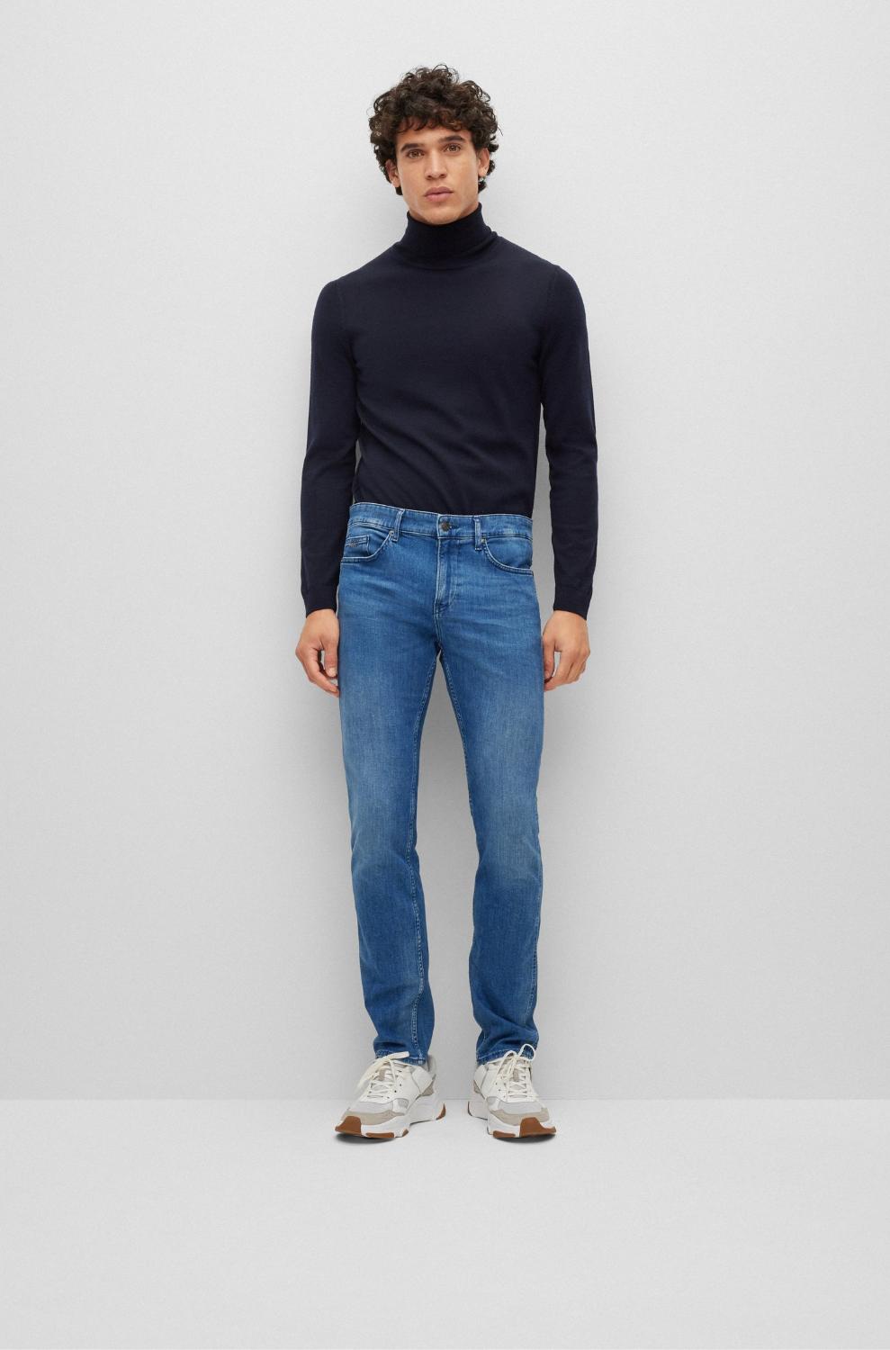 BOSS DELAWARE3 slim fit-92% katoen, 6% elastomultiester, 6% elasthaan-HEREN BROEKEN-Blauw