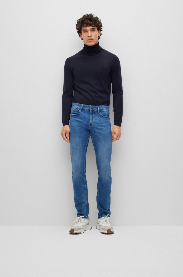 BOSS DELAWARE3 slim fit-92% katoen, 6% elastomultiester, 6% elasthaan-HEREN BROEKEN-Blauw