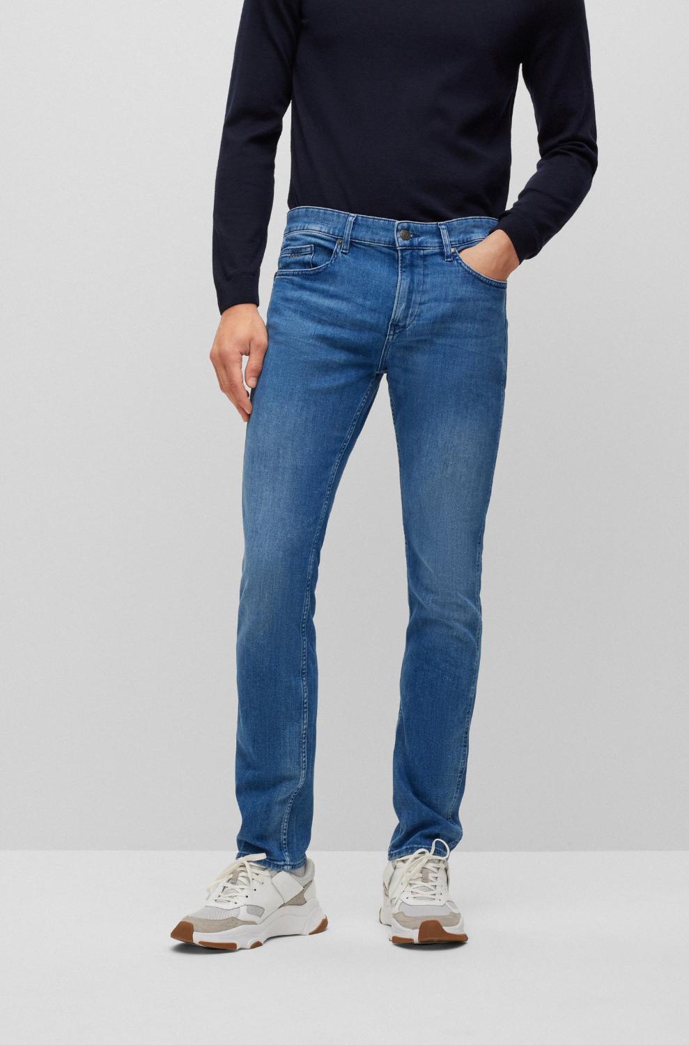 BOSS DELAWARE3 slim fit-92% katoen, 6% elastomultiester, 6% elasthaan-HEREN BROEKEN-Blauw