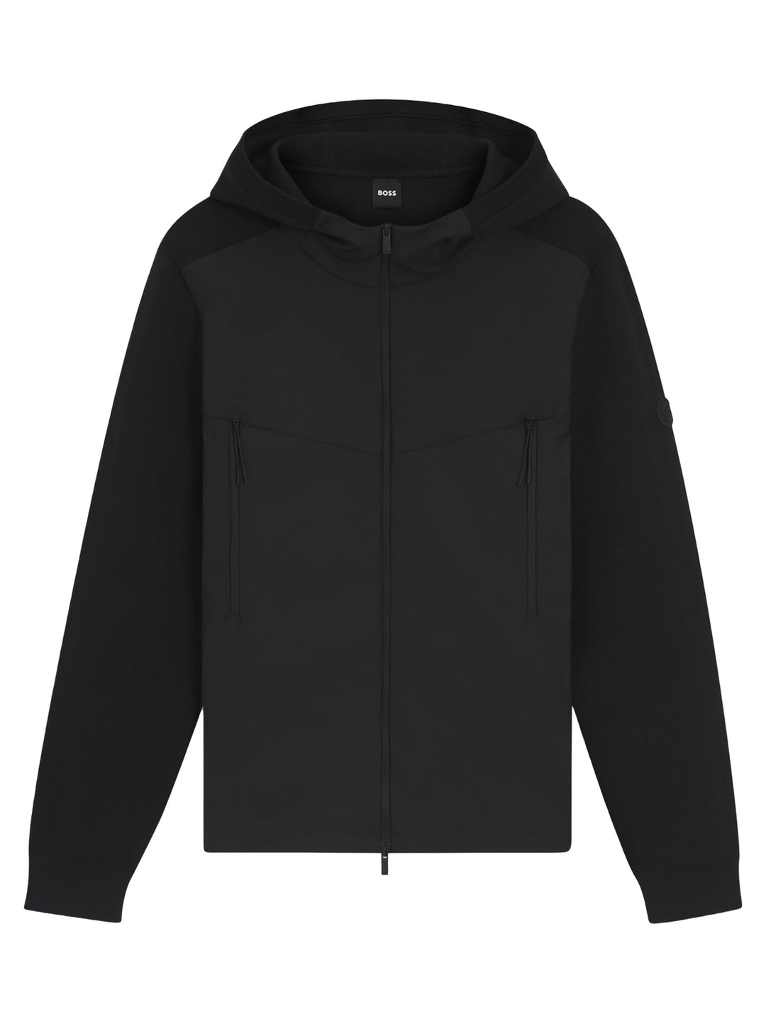 BOSS Full-Zip Softshell Hoodie – Zwart-100% polyamide-HEREN JASSEN & JACKS-Zwart