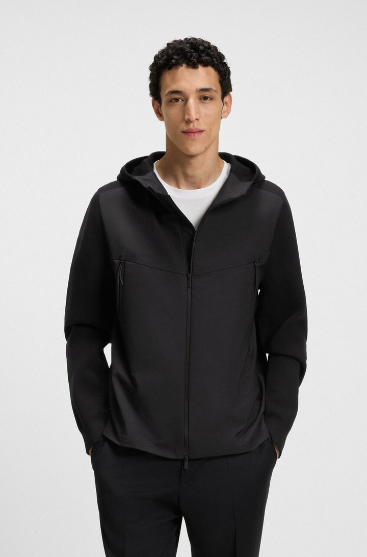 BOSS Full-Zip Softshell Hoodie – Zwart-100% polyamide-HEREN JASSEN & JACKS-Zwart