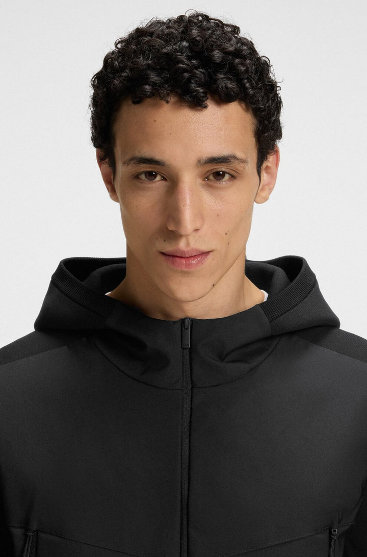 BOSS Full-Zip Softshell Hoodie – Zwart-100% polyamide-HEREN JASSEN & JACKS-Zwart