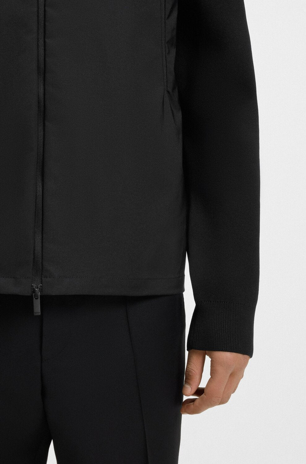 BOSS Full-Zip Softshell Hoodie – Zwart-100% polyamide-HEREN JASSEN & JACKS-Zwart
