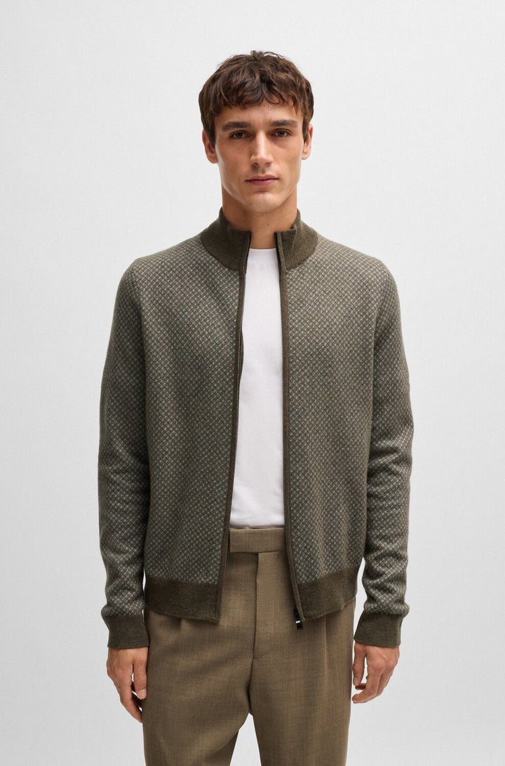 BOSS gebreid vest van scheerwol en katoen-Materiaalinformatie: 77% Scheerwol, 23% Katoen, Boord: 100% Scheerwol-HEREN TRU