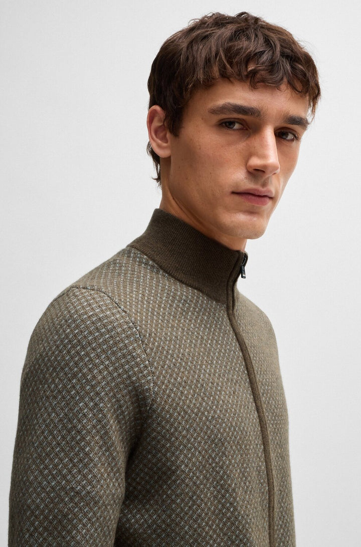 BOSS gebreid vest van scheerwol en katoen-Materiaalinformatie: 77% Scheerwol, 23% Katoen, Boord: 100% Scheerwol-HEREN TRU