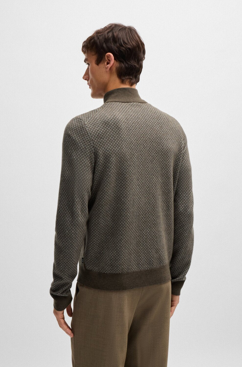 BOSS gebreid vest van scheerwol en katoen-Materiaalinformatie: 77% Scheerwol, 23% Katoen, Boord: 100% Scheerwol-HEREN TRUIEN & VESTEN-Groen