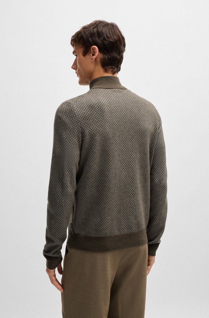 BOSS gebreid vest van scheerwol en katoen-Materiaalinformatie: 77% Scheerwol, 23% Katoen, Boord: 100% Scheerwol-HEREN TRUIEN & VESTEN-Groen