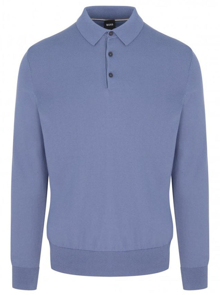 BOSS Gemello-P trui polokraag-100% katoen-HEREN TRUIEN & VESTEN-Blauw