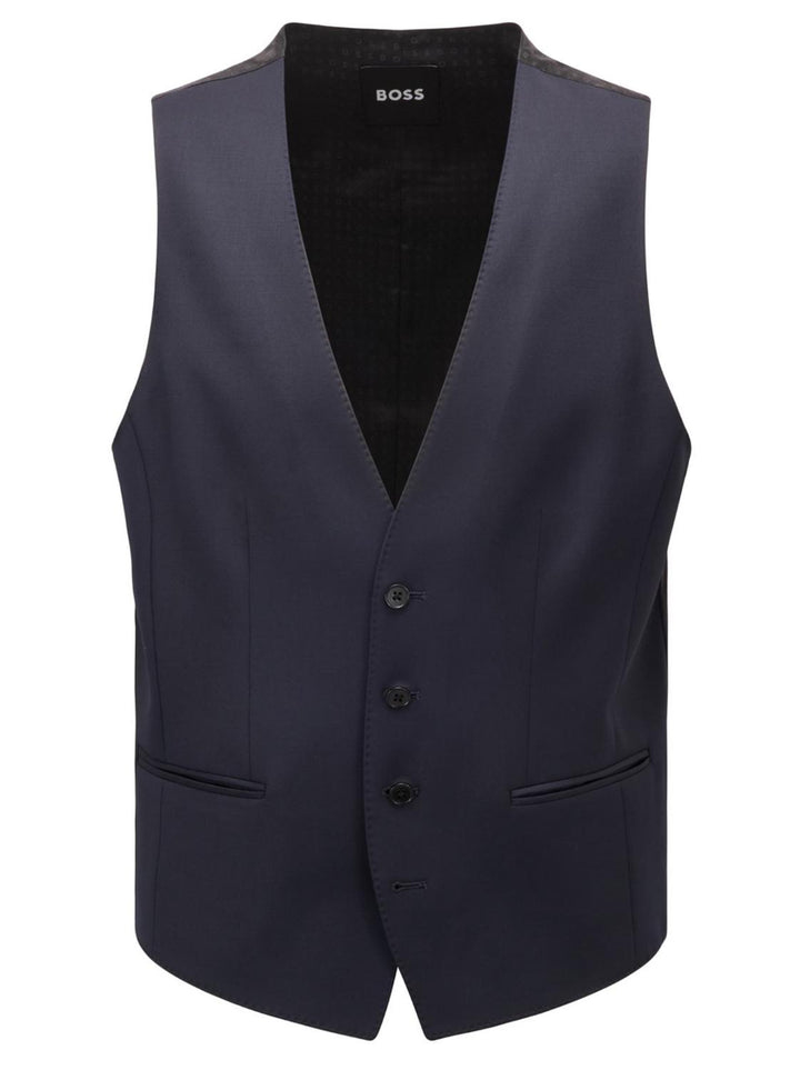 BOSS gilet H-HUGE-VEST-B1-100% wol-HEREN PAKKEN & COLBERTS-Blauw