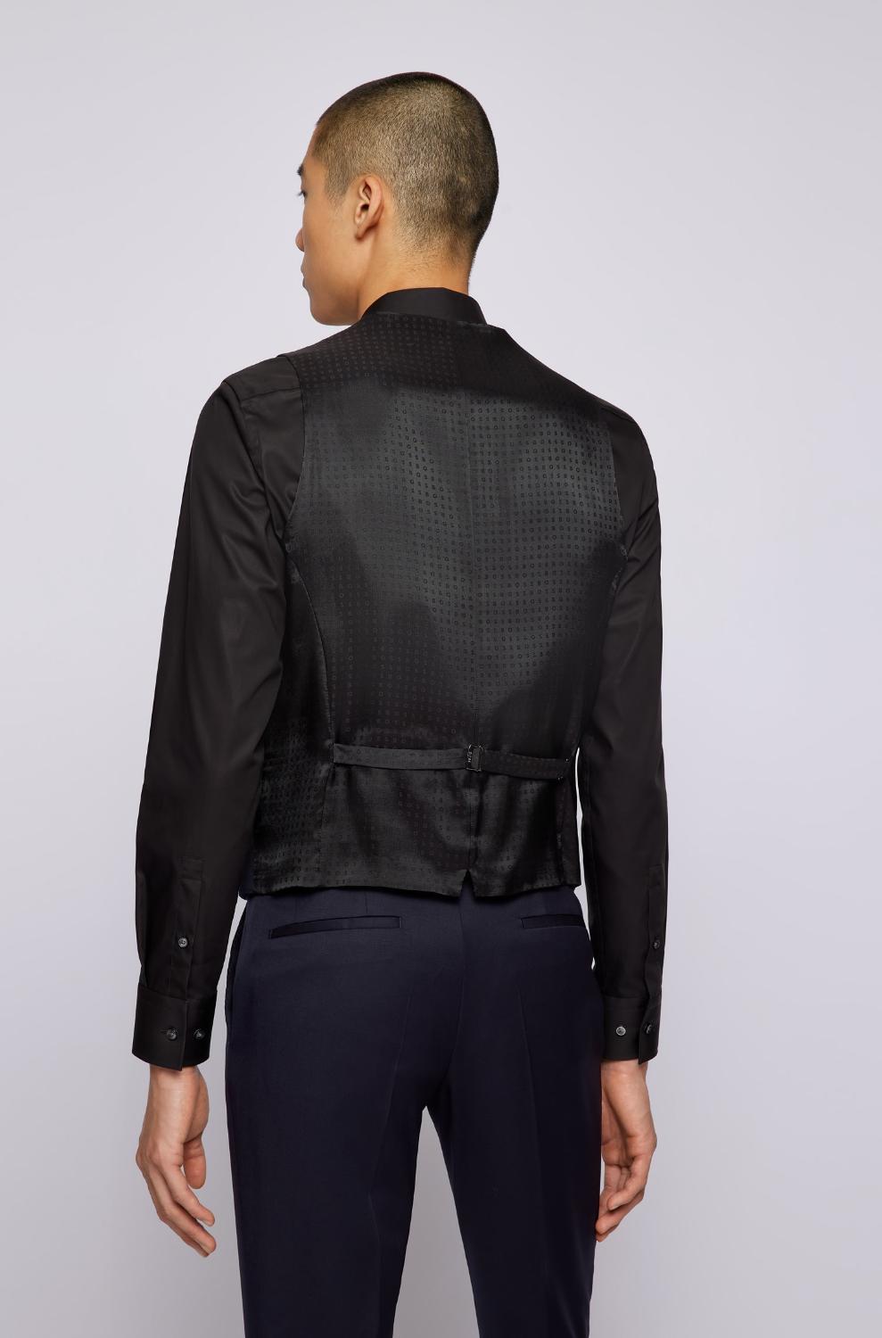 BOSS gilet H-HUGE-VEST-B1-100% wol-HEREN PAKKEN & COLBERTS-Blauw