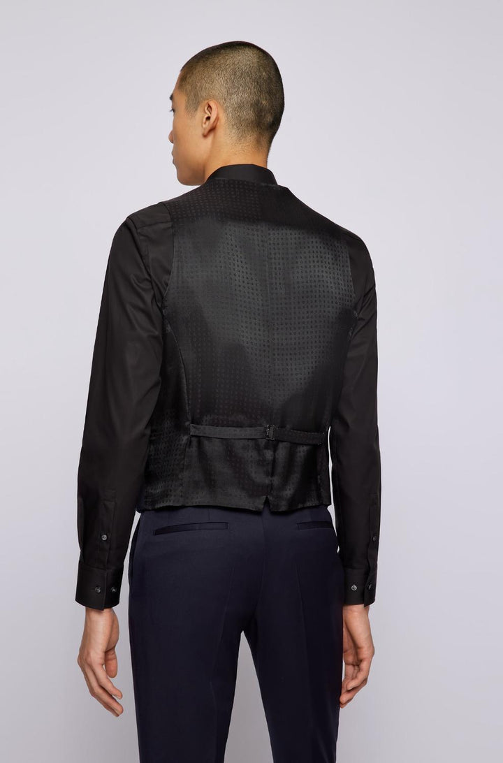 BOSS gilet H-HUGE-VEST-B1-100% wol-HEREN PAKKEN & COLBERTS-Blauw