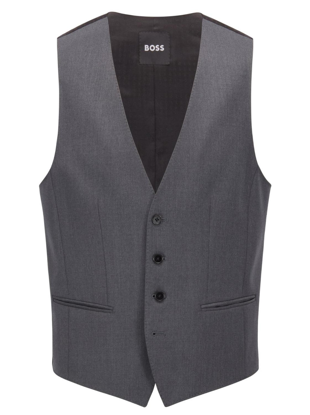 BOSS gilet H-HUGE-VEST-B1-100% wol-HEREN PAKKEN & COLBERTS-Grijs