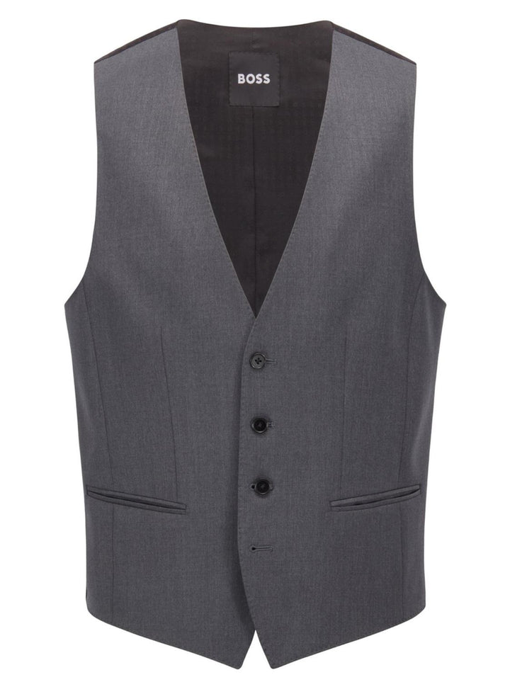 BOSS gilet H-HUGE-VEST-B1-100% wol-HEREN PAKKEN & COLBERTS-Grijs