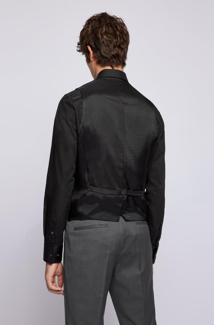 BOSS gilet H-HUGE-VEST-B1-100% wol-HEREN PAKKEN & COLBERTS-Grijs