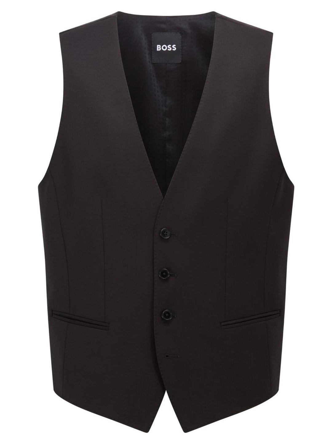 BOSS gilet H-HUGE-VEST-B1-100% wol-HEREN PAKKEN & COLBERTS-Zwart