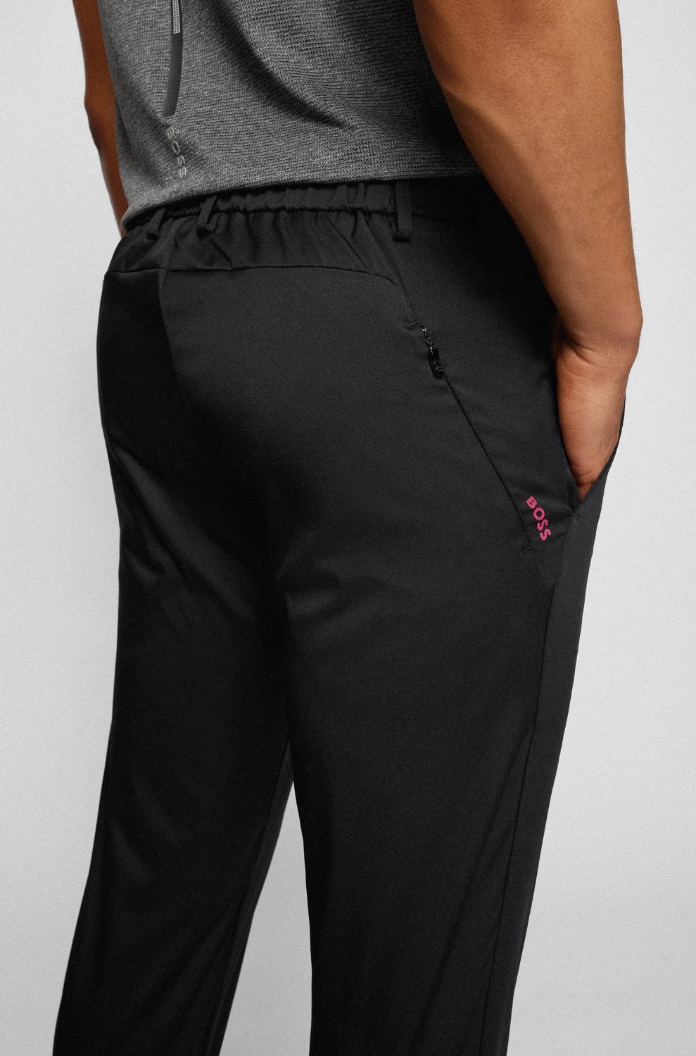BOSS golf broek T_SPECTRE-100% polyester-HEREN BROEKEN-Zwart