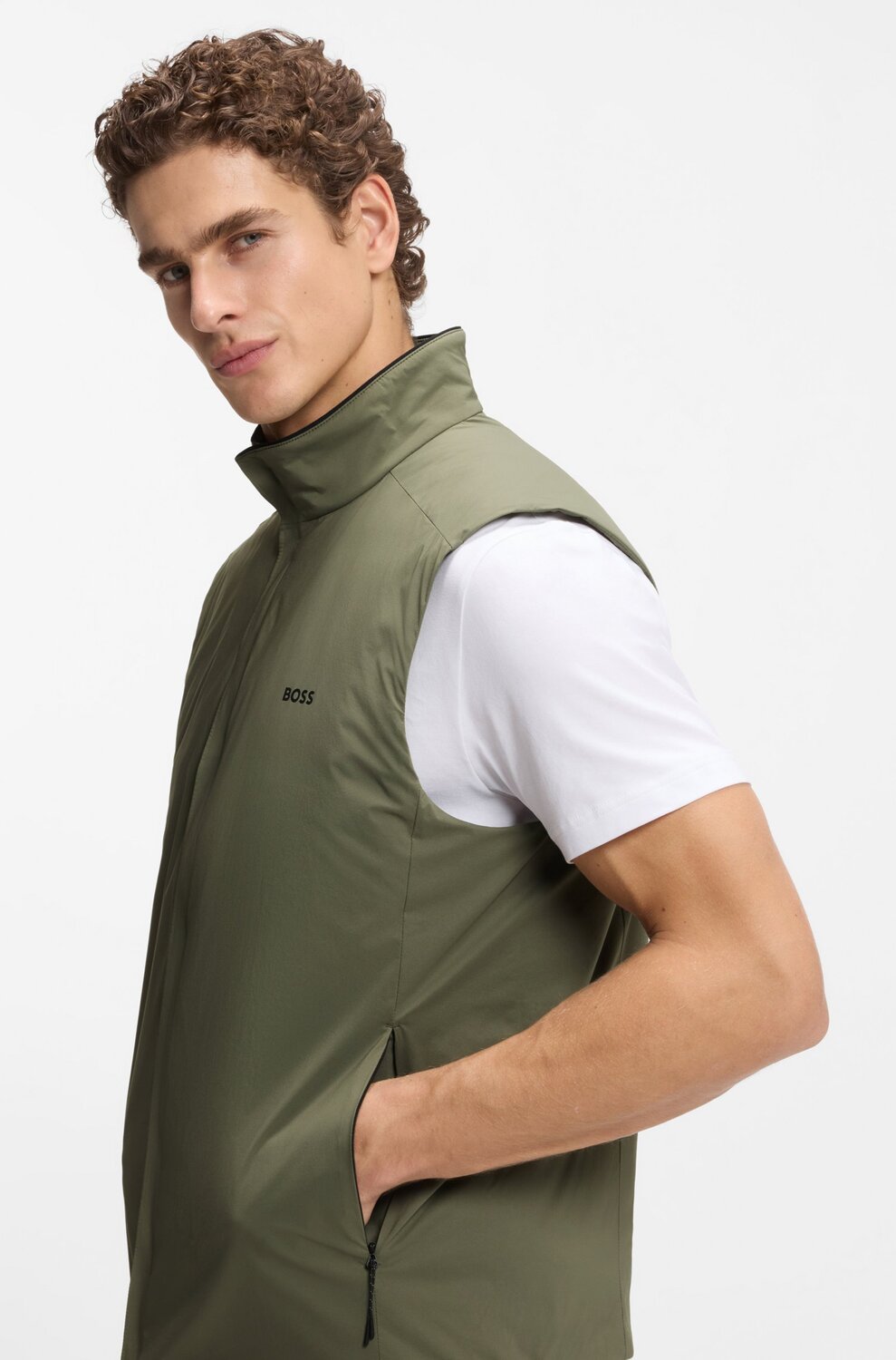 BOSS Green Bodywarmer OW Lite‑X – Groen-100% polyamide-HEREN JASSEN & JACKS-Groen