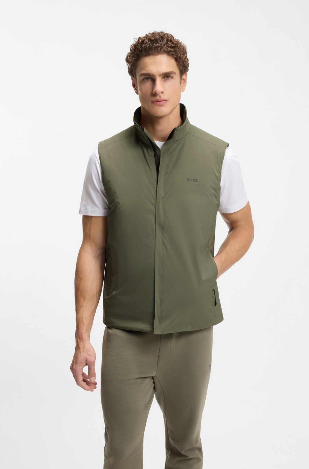 BOSS Green Bodywarmer OW Lite‑X – Groen-100% polyamide-HEREN JASSEN & JACKS-Groen