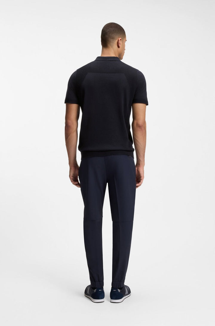 BOSS Green KN_Momentum-Lite PS Gebreide Polo-60% katoen, 40% polyester-HEREN POLO'S & T-SHIRTS-Blauw