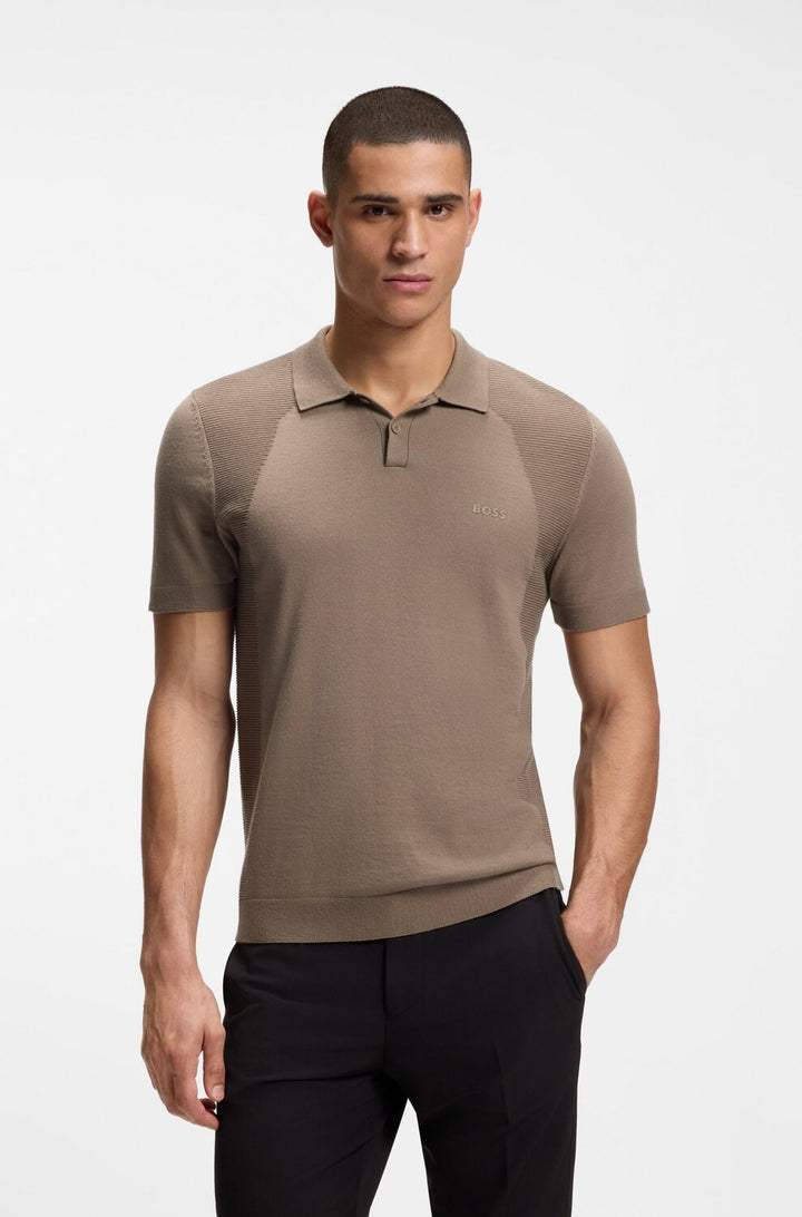 BOSS Green KN_Momentum-Lite PS Gebreide Polo-60% katoen, 40% polyester-HEREN POLO'S & T-SHIRTS-Groen