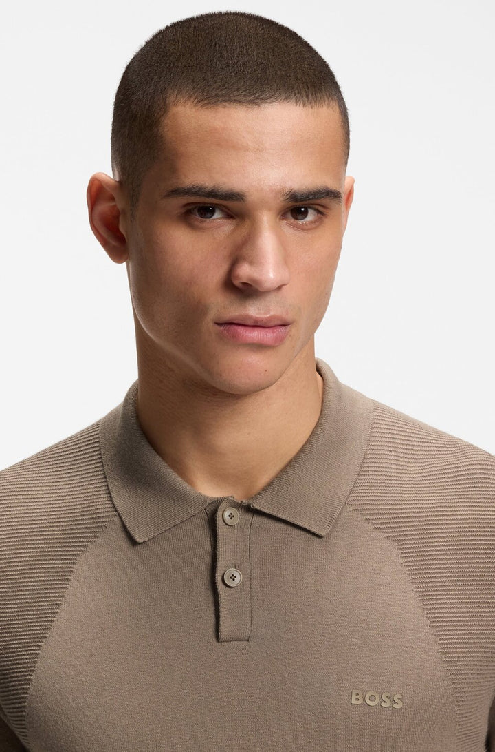 BOSS Green KN_Momentum-Lite PS Gebreide Polo-60% katoen, 40% polyester-HEREN POLO'S & T-SHIRTS-Groen