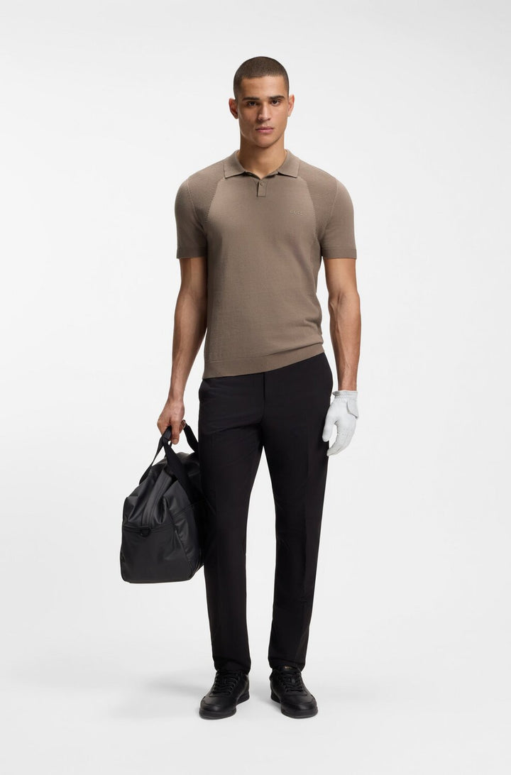 BOSS Green KN_Momentum-Lite PS Gebreide Polo-60% katoen, 40% polyester-HEREN POLO'S & T-SHIRTS-Groen