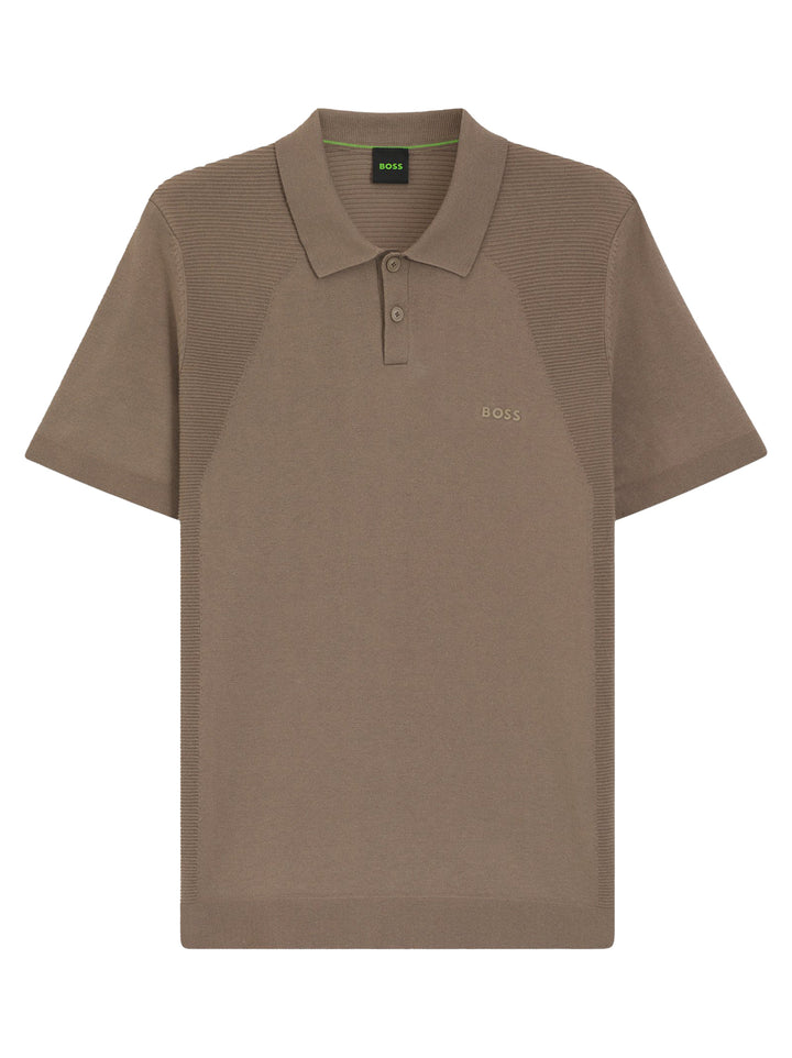 BOSS Green KN_Momentum-Lite PS Gebreide Polo-60% katoen, 40% polyester-HEREN POLO'S & T-SHIRTS-Groen