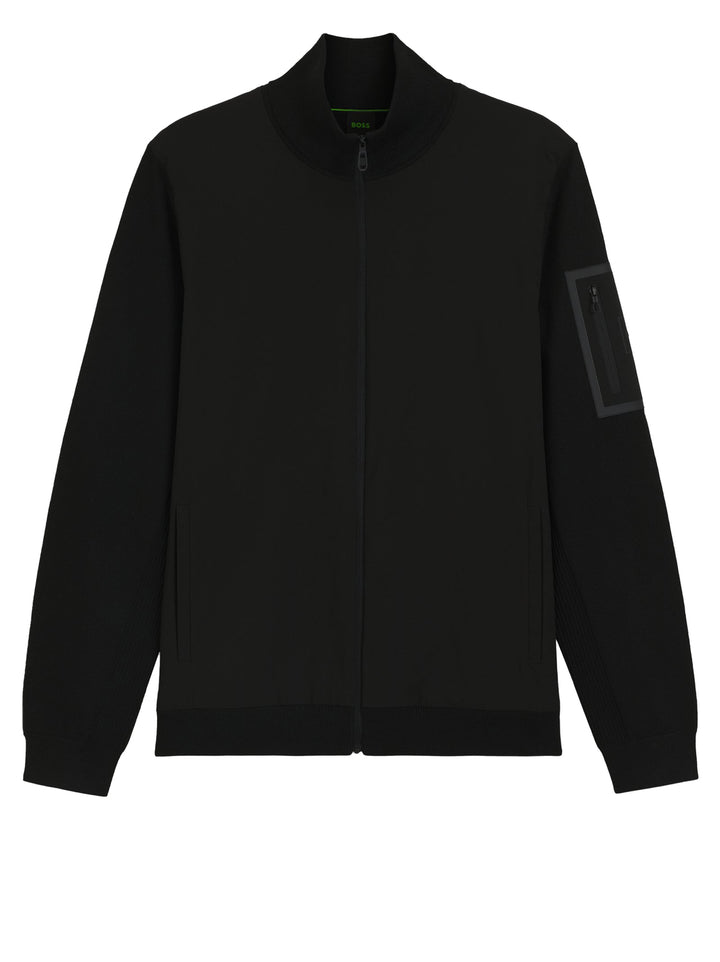 BOSS Green Overshirt Zwart – Casual Stretch-48% polyester, 39% wol, 11% polyamide, 2% elasthaan-HEREN SHIRTS-Zwart