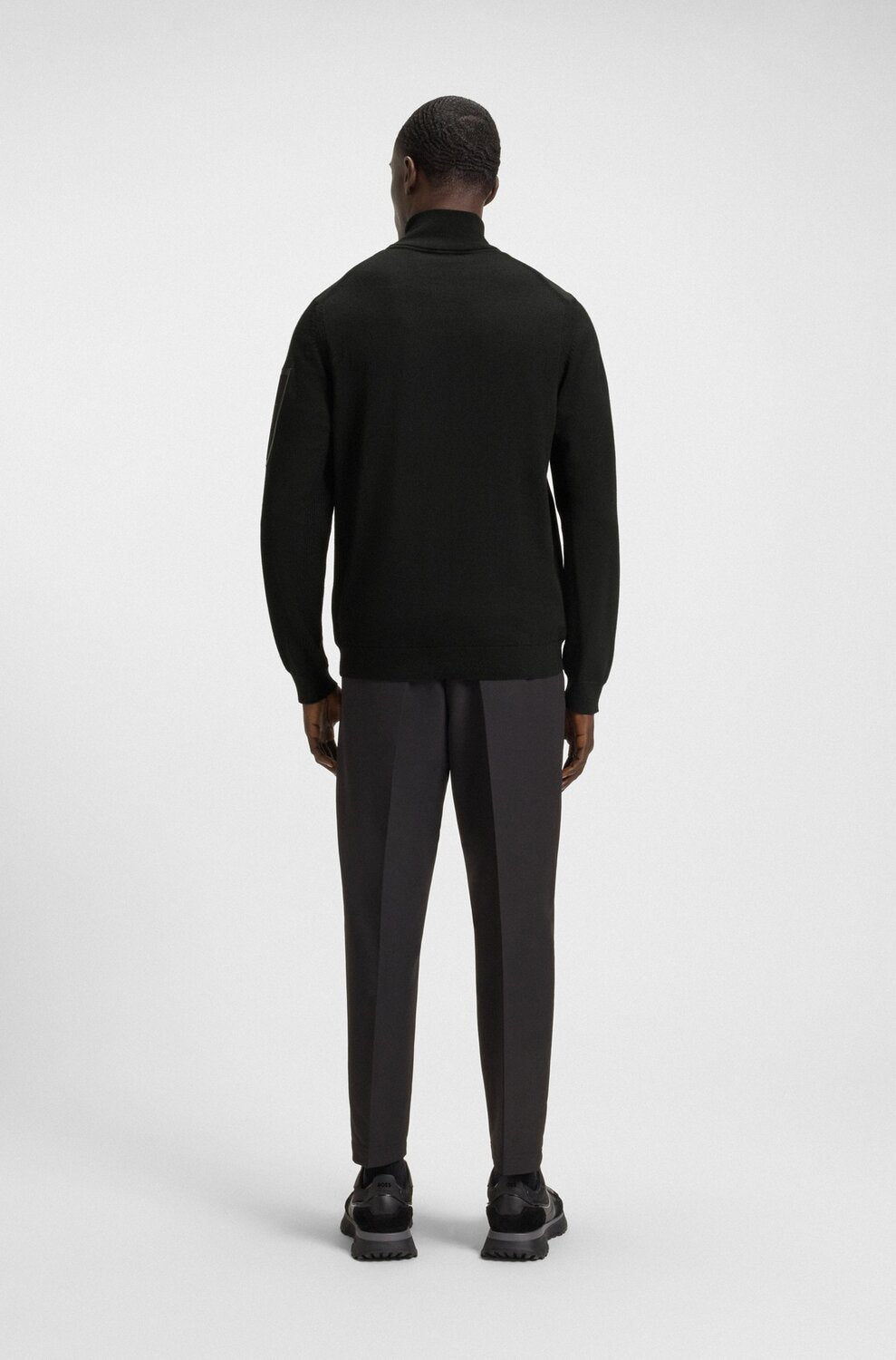 BOSS Green Overshirt Zwart – Casual Stretch-48% polyester, 39% wol, 11% polyamide, 2% elasthaan-HEREN SHIRTS-Zwart