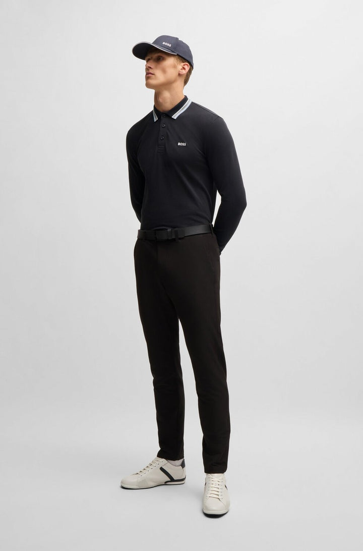  BOSS Green poloshirt met lange mouwen-Kwaliteit: 100% Katoen<br /><br />-HEREN POLO'S & T-SHIRTS-Blauw