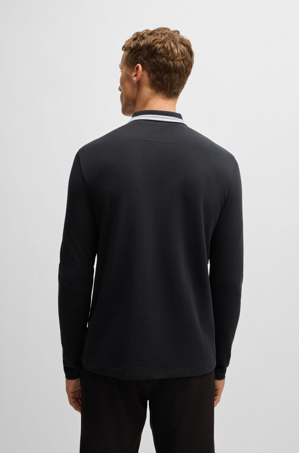  BOSS Green poloshirt met lange mouwen-Kwaliteit: 100% Katoen<br /><br />-HEREN POLO'S & T-SHIRTS-Blauw