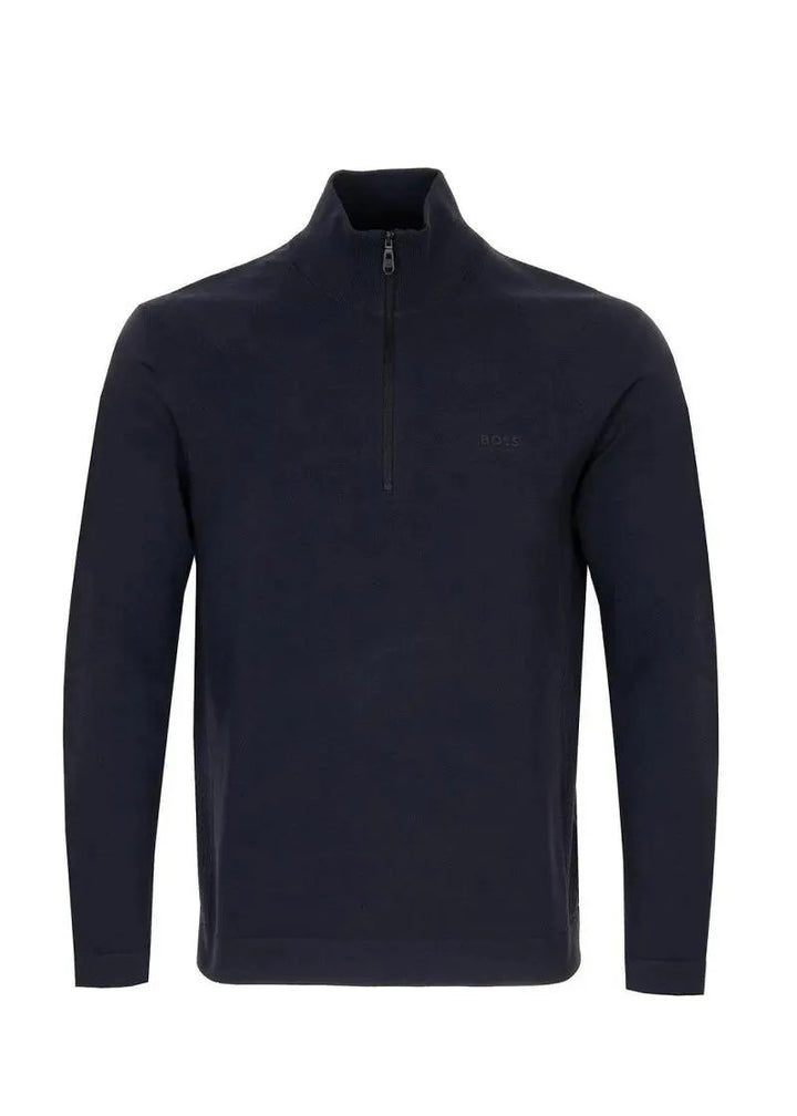 BOSS Green quarter zip trui-Materiaal buitenlaag: 100% polyamide<br />Materiaalverwerking: Breiwerk-HEREN TRUIEN & VESTEN-Blauw