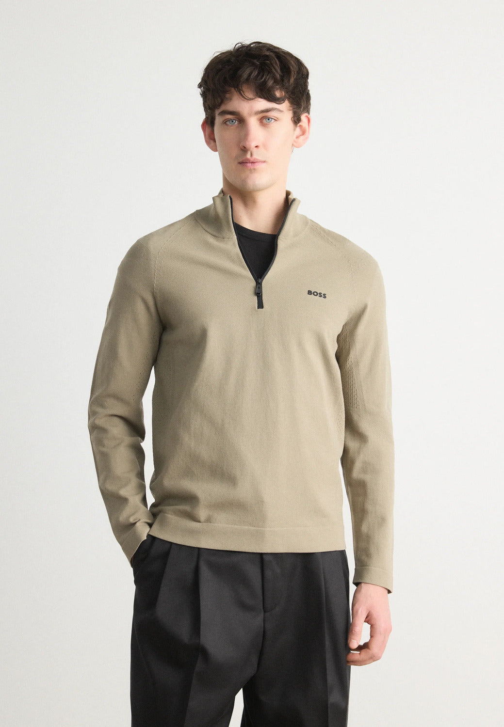 BOSS Green quarter zip trui-Materiaal buitenlaag: 100% polyamide<br />Materiaalverwerking: Breiwerk-HEREN TRUIEN & VESTEN