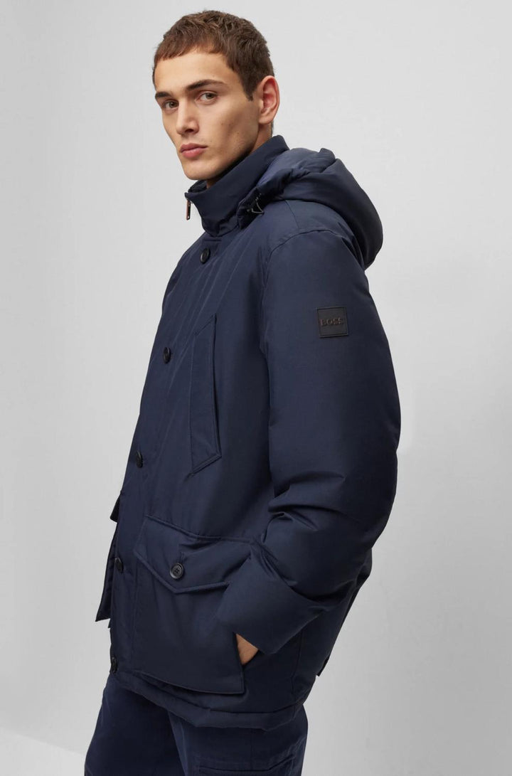 BOSS Green relaxed fit parka-100% polyester-HEREN JASSEN & JACKS-Blauw