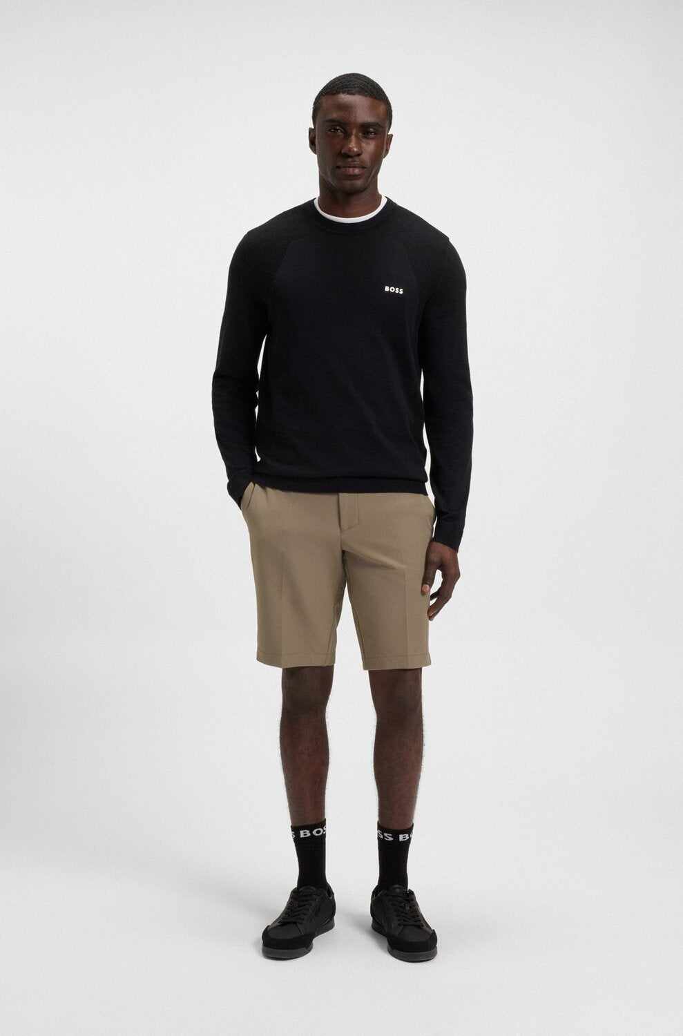 BOSS Green S_Commuter shorts – Groen-95% polyester, 5% elastaan-HEREN BROEKEN-Groen