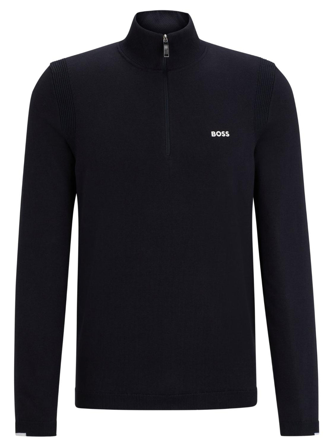 BOSS Green trui met ritskraag-89% katoen, 10% polyester, 1% elasthaan-HEREN TRUIEN & VESTEN-Blauw