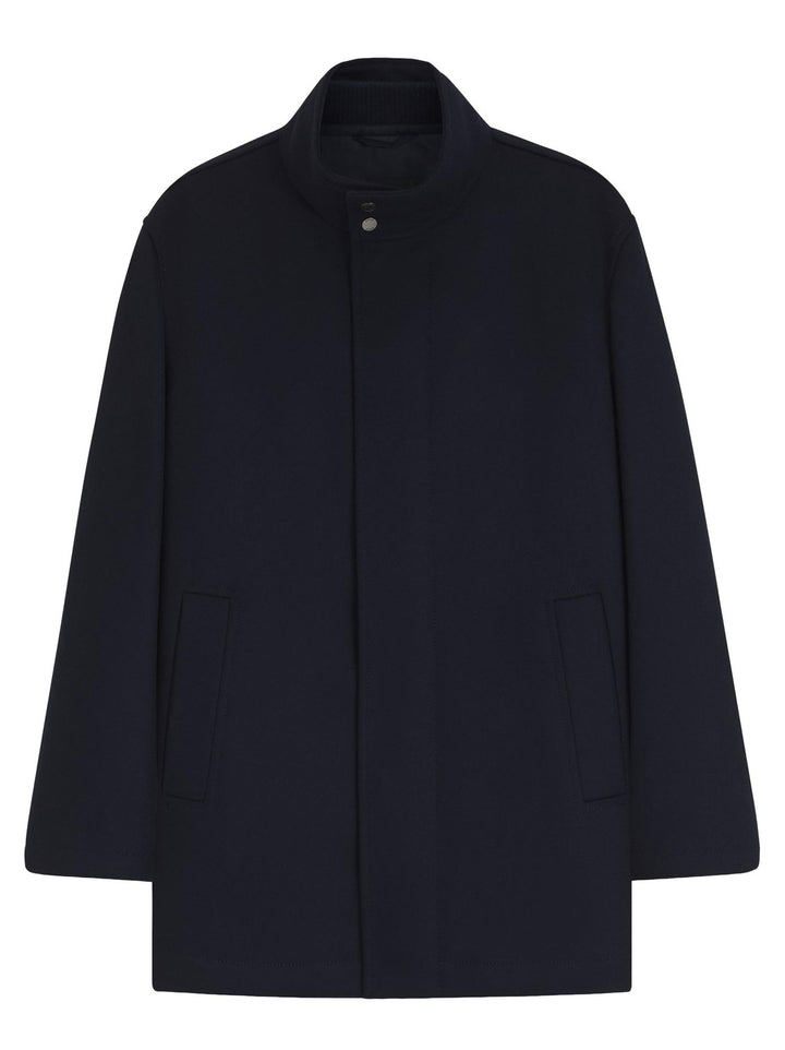 BOSS H-Coxtan-Bib Wollen Mantel – Blauw-90% wol, 10% kasjmier<br />Voering: 100% polyester-HEREN JASSEN & JACKS-Blauw