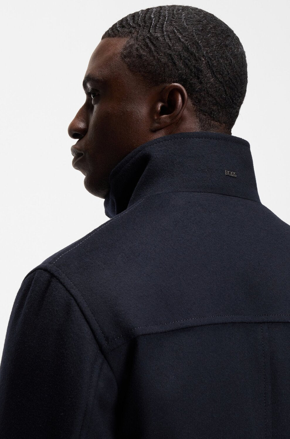 BOSS H-Coxtan-Bib Wollen Mantel – Blauw-90% wol, 10% kasjmier<br />Voering: 100% polyester-HEREN JASSEN & JACKS-Blauw