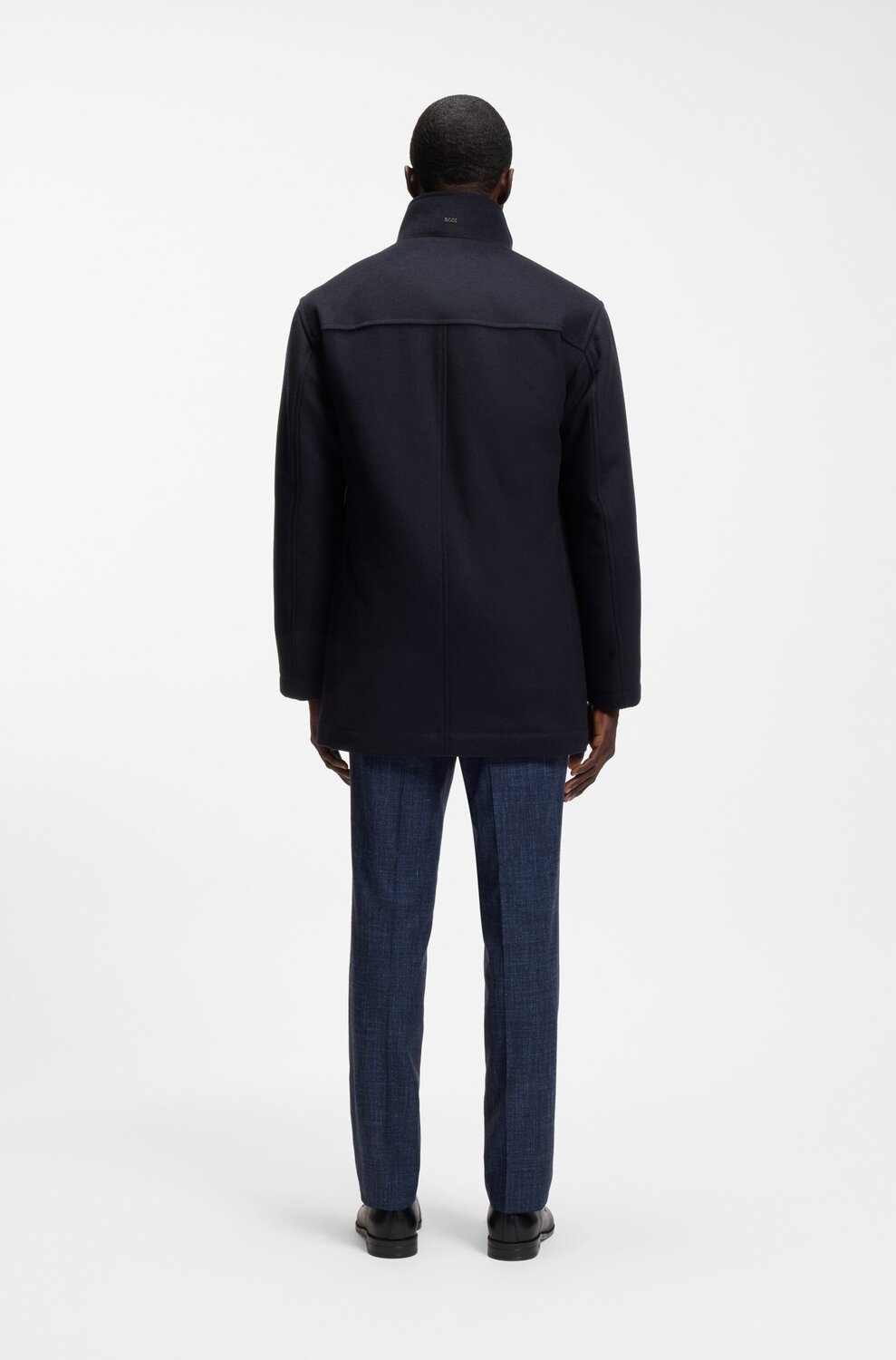 BOSS H-Coxtan-Bib Wollen Mantel – Blauw-90% wol, 10% kasjmier<br />Voering: 100% polyester-HEREN JASSEN & JACKS-Blauw