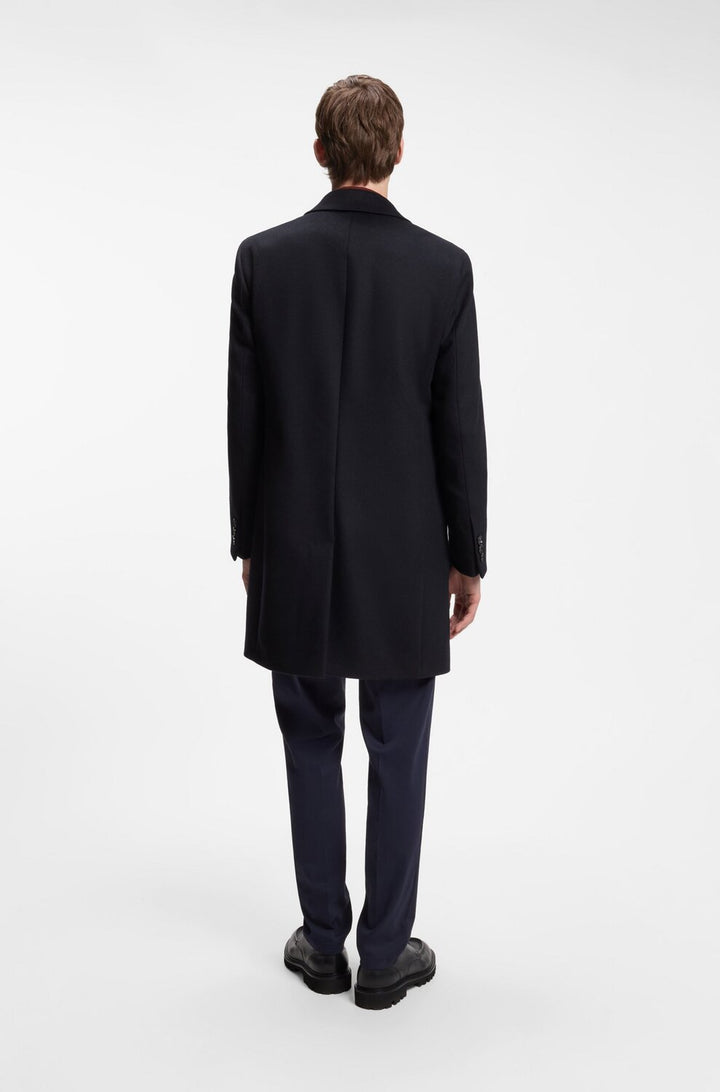 BOSS H-Hyde Mantel – Blauw-90% wol, 10% kasjmier-HEREN JASSEN & JACKS-Blauw