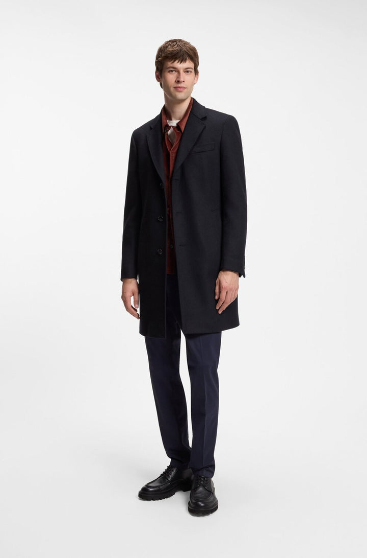 BOSS H-Hyde Mantel – Blauw-90% wol, 10% kasjmier-HEREN JASSEN & JACKS-Blauw