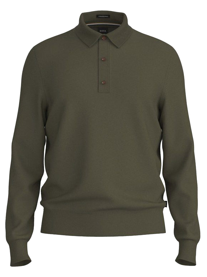 BOSS H-Lancione Merinowollen Polo Trui – Groen-100% wol-HEREN TRUIEN & VESTEN-Groen