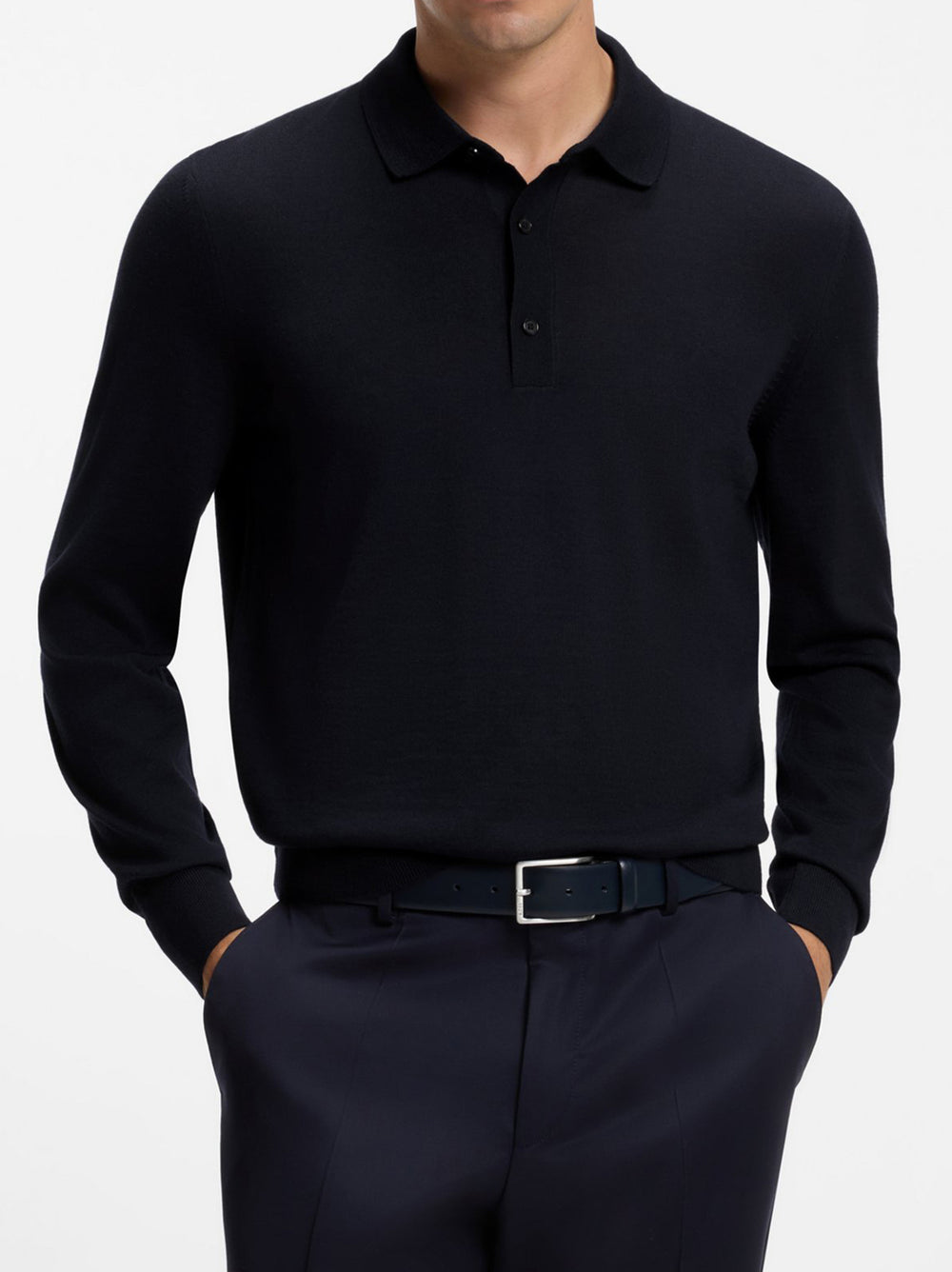 BOSS H-Lancione Polo – Blauw-100% wol-HEREN TRUIEN & VESTEN-Blauw