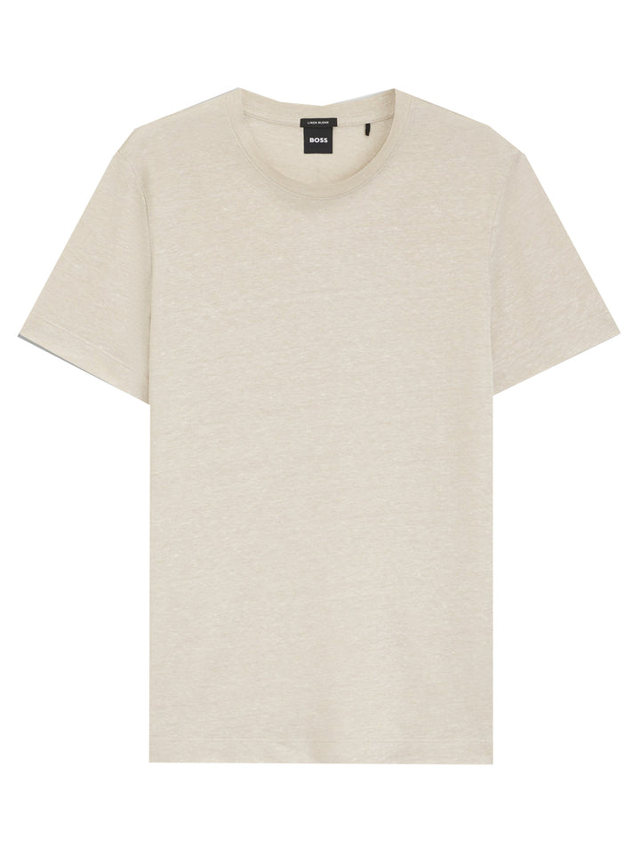BOSS H-Thompson 235 T-shirt – Beige-50% linnen, 50% katoen-HEREN POLO'S & T-SHIRTS-Beige