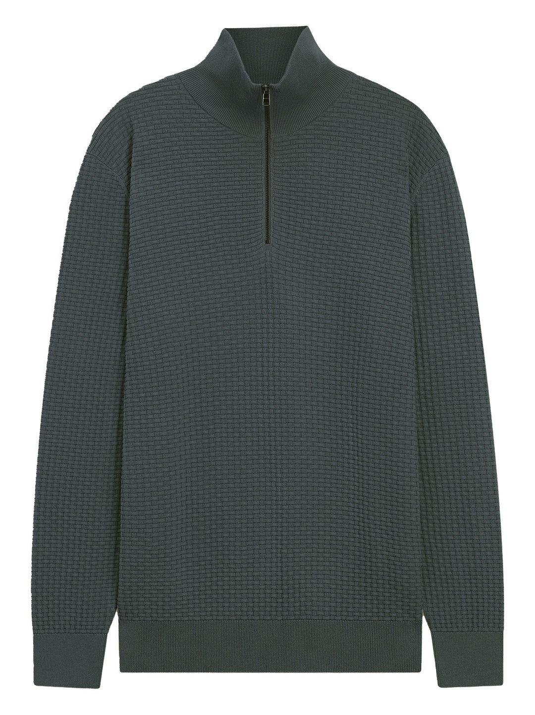 BOSS H‑Ulicio Trui Met Rits-100% katoen-HEREN TRUIEN & VESTEN-Groen