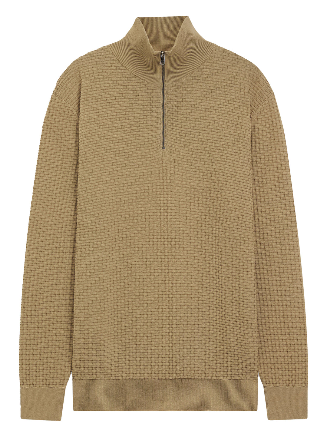 BOSS H‑Ulicio Trui Met Rits – Beige-100% katoen-HEREN TRUIEN & VESTEN-Beige