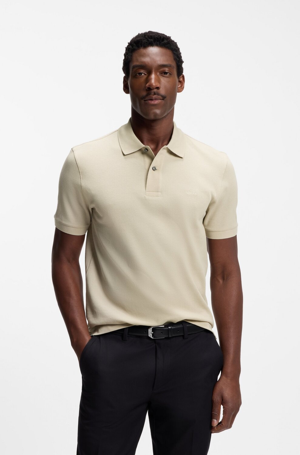 BOSS Katoenpiqué Pallas Polo – Beige-100% katoen-HEREN POLO'S & T-SHIRTS-Beige