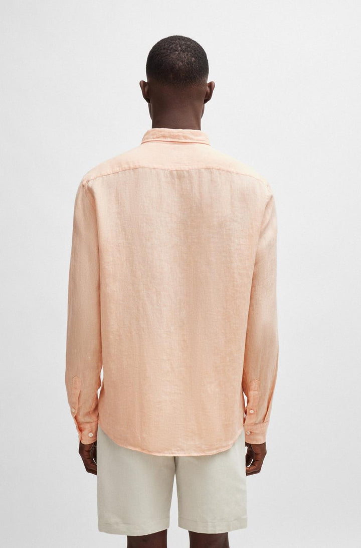 BOSS linnen shirt regular fit-100% linnen-HEREN SHIRTS-Oranje