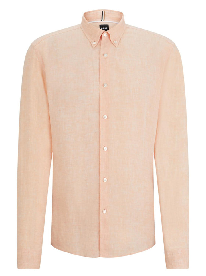 BOSS linnen shirt regular fit-100% linnen-HEREN SHIRTS-Oranje